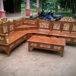 Kursi Meja Tamu Sudut Mahkota Kayu Jati Ukir Jepara