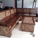 Kursi Tamu Sudut Koin Mawar Minimalis Meja Teras Tamu Kayu Jati Ukir