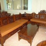 Kursi Tamu Sudut Mahkota Sofa Minimalis Meja Teras Tamu Kayu Jati Ukir