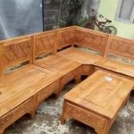 Kursi Tamu Sudut Natural Kayu Jati Ukir