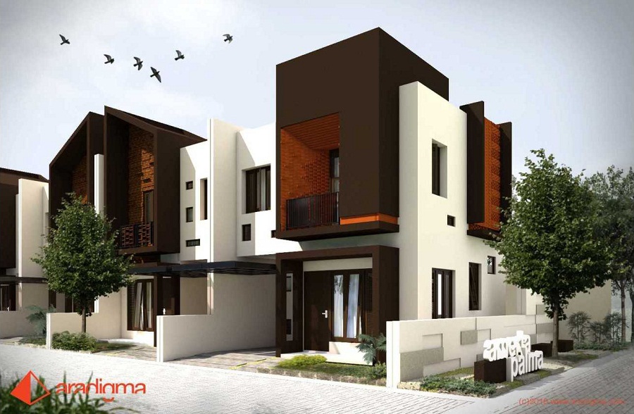 Desain Rumah Minimalis 2 Lantai di Sudut L