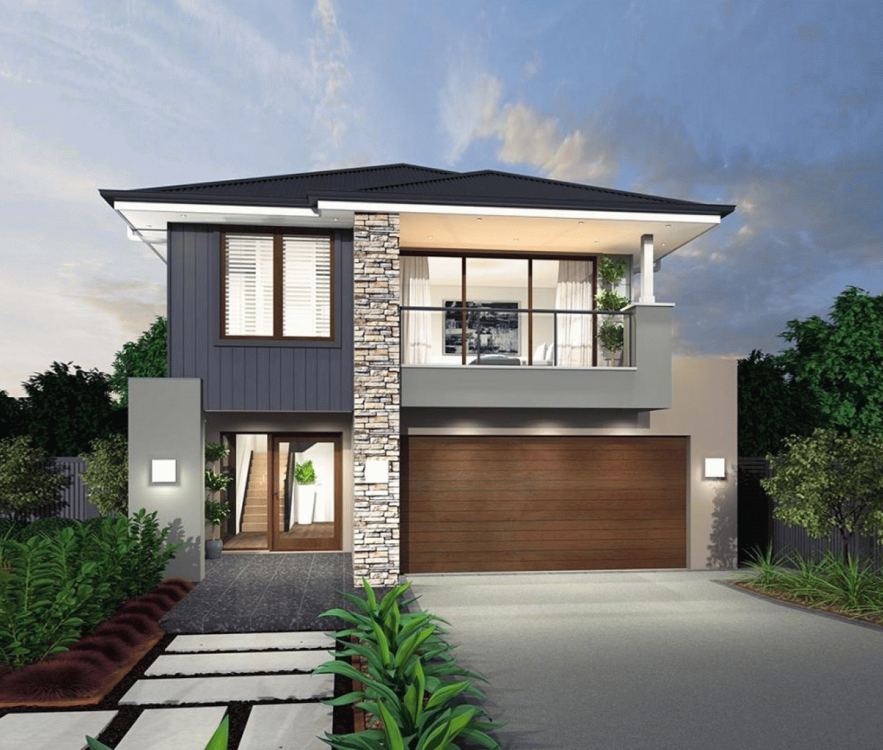 Fasad Rumah Minimalis dengan Material Natural