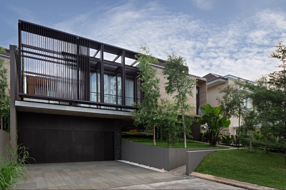 Tampak Depan Rumah Minimalis dengan Pola Garis