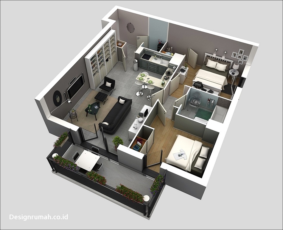 Denah Rumah 1 Lantai Minimalis Modern
