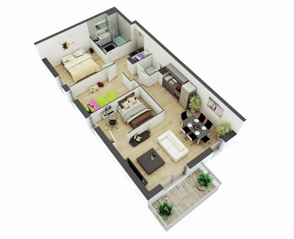 Denah Rumah Minimalis 1 Lantai Type 45