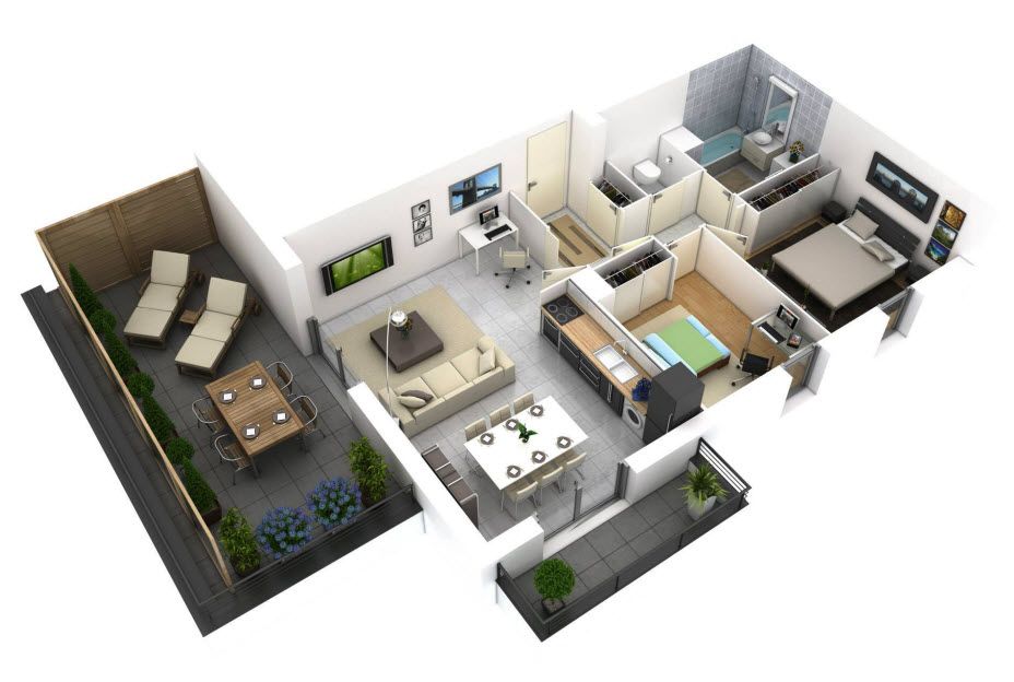 Denah Rumah Minimalis 1 Lantai Ukuran 6 x 12