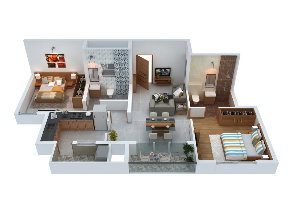 Denah Rumah Minimalis Type 60 dengan Laundry Room