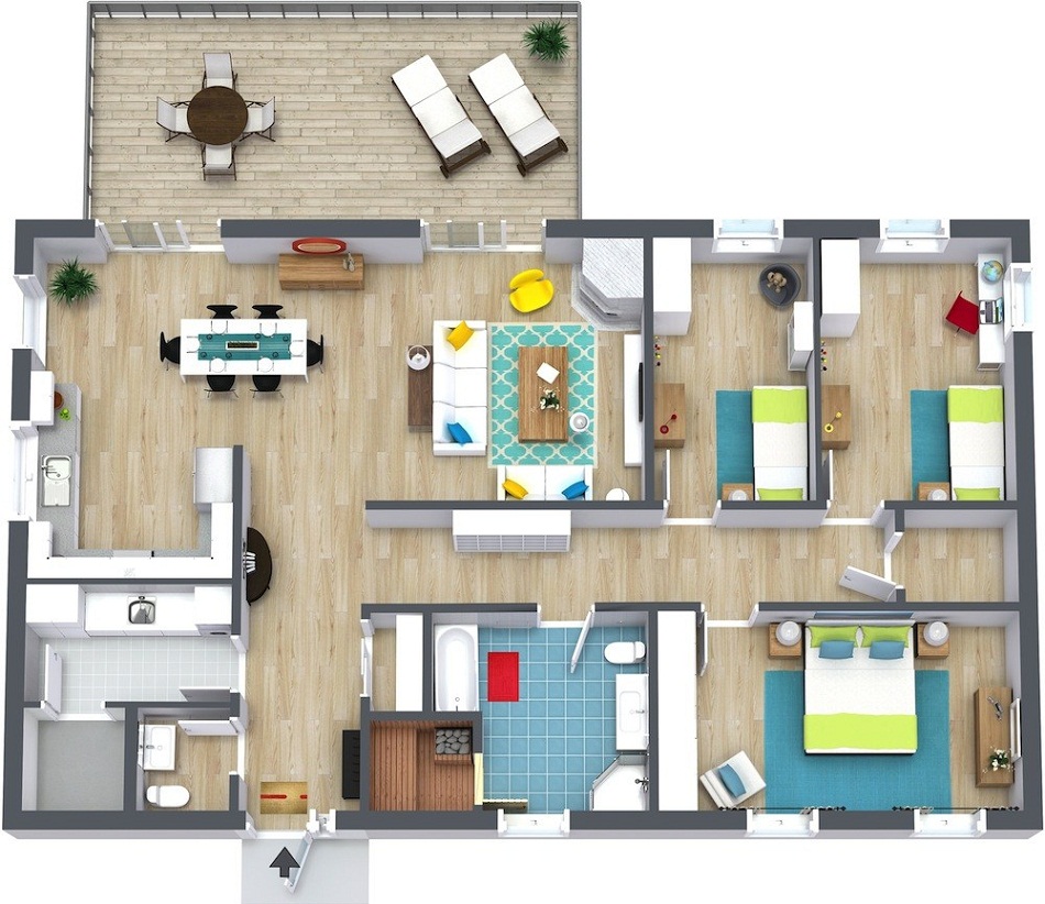 Denah Rumah Minimalis Type 70 3D