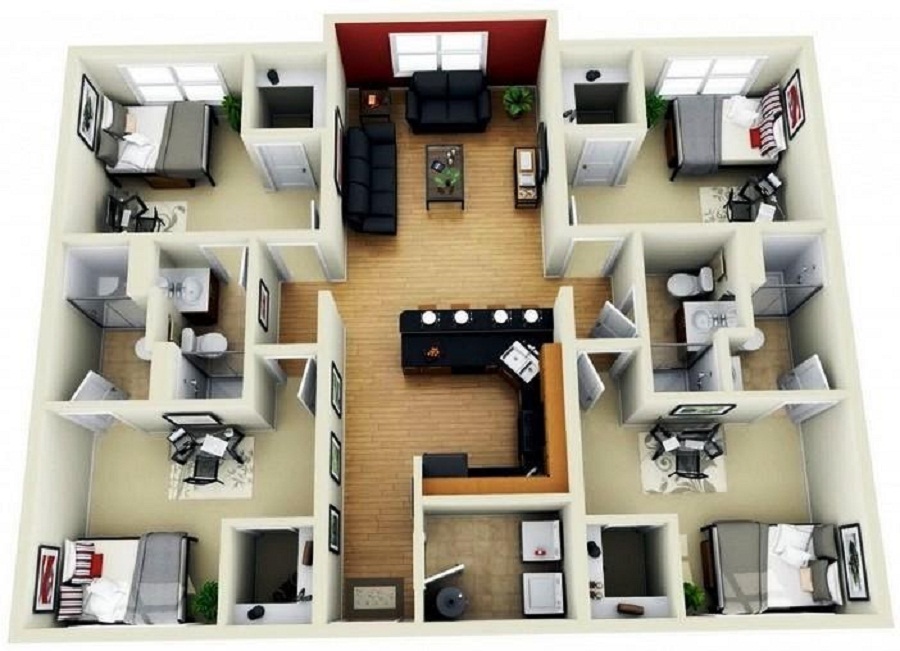 Denah Rumah Minimalis Type 70 4 Kamar