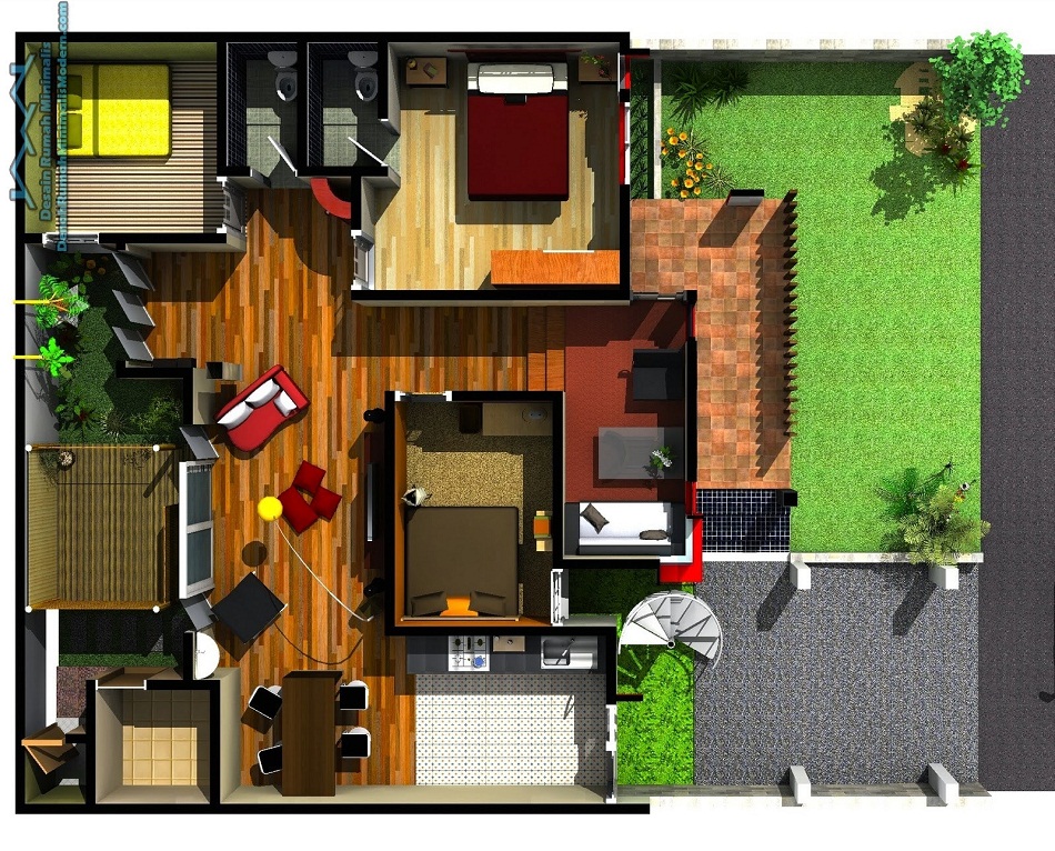 Denah Rumah Minimalis Type 70 Gaya Zen