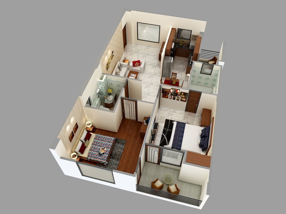 Denah Rumah Type 60 Sirkulasi Linear