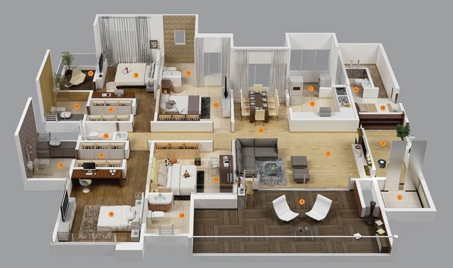 Denah Rumah Type 70 4 Kamar Tidur