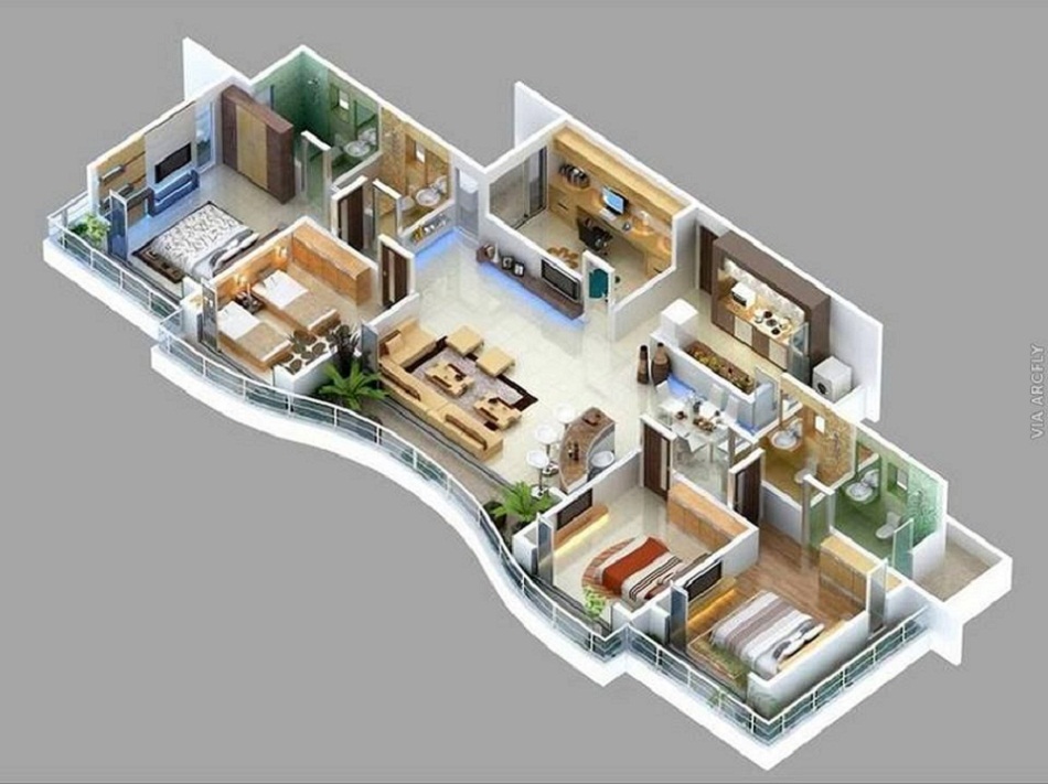 Denah Rumah Type 70 Tambahan Ruang Kerja