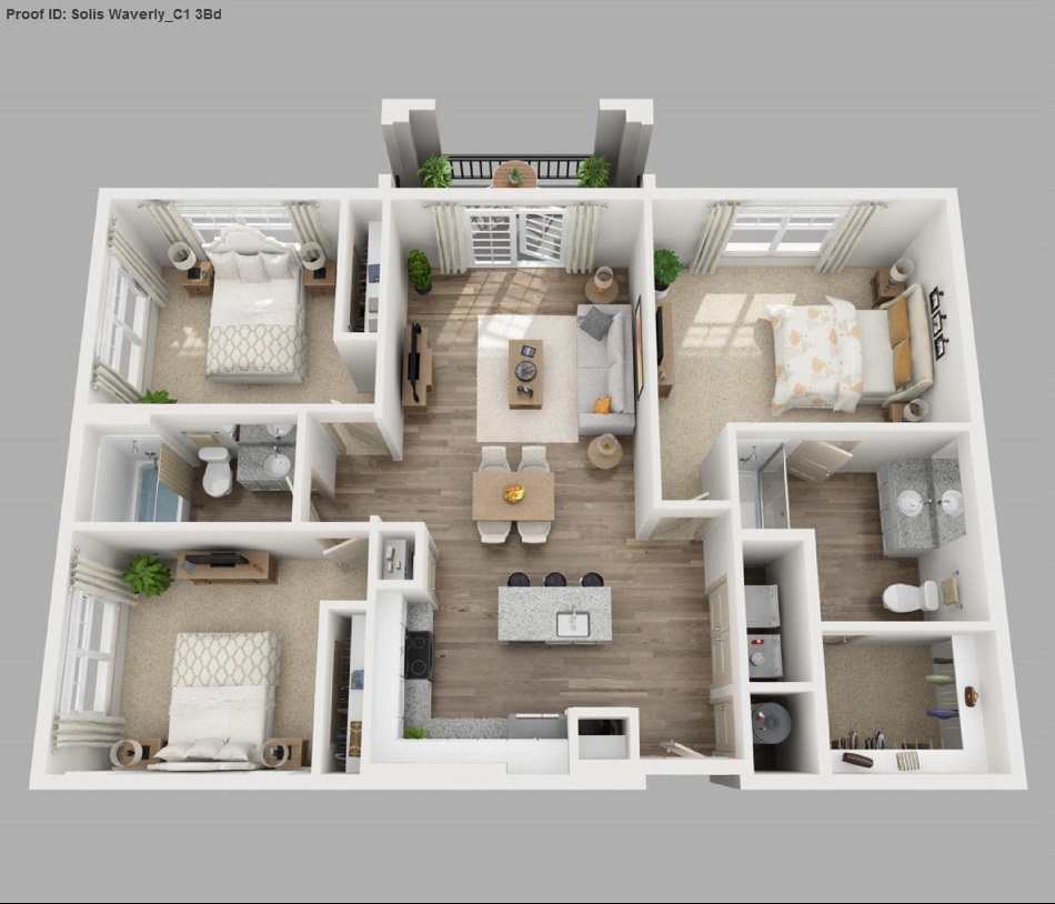 Denah Rumah Type 70 dengan Area Publik Minimalis