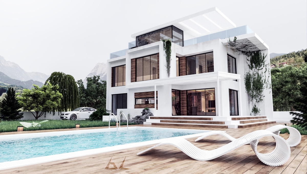 Rumah Mewah Serba Putih dengan Kolam Renang