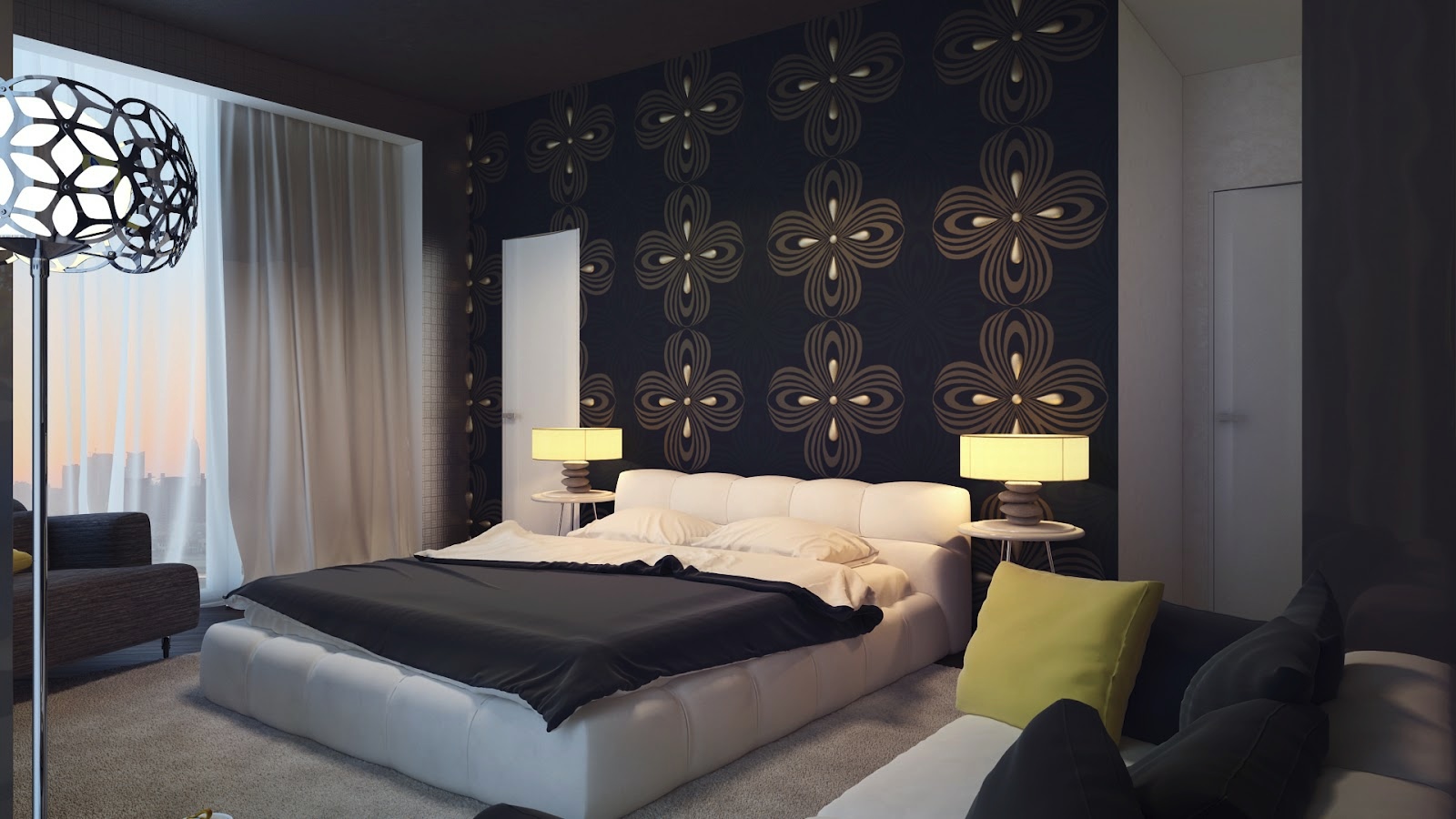 Wallpaper Dinding Kamar Tidur Elegan