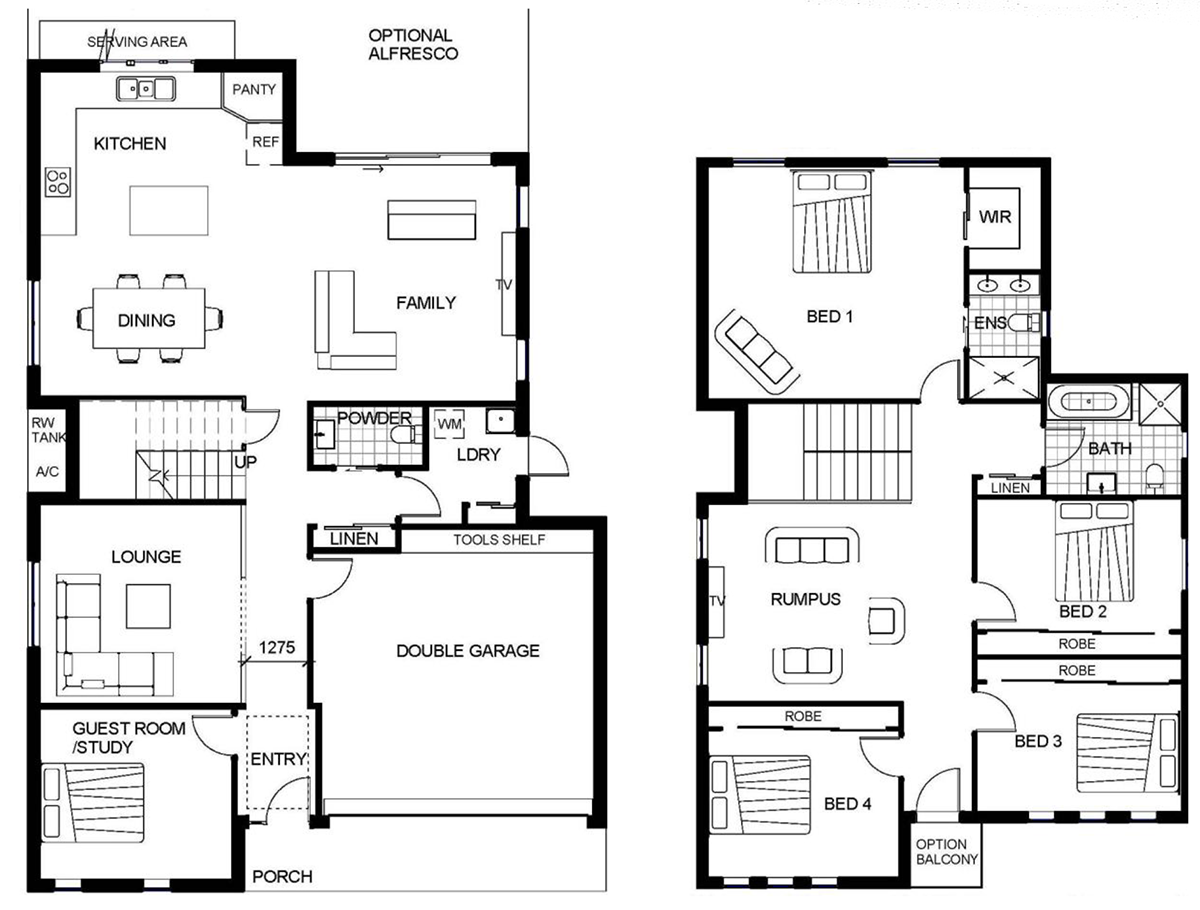 Denah Rumah 2 Lantai Mewah