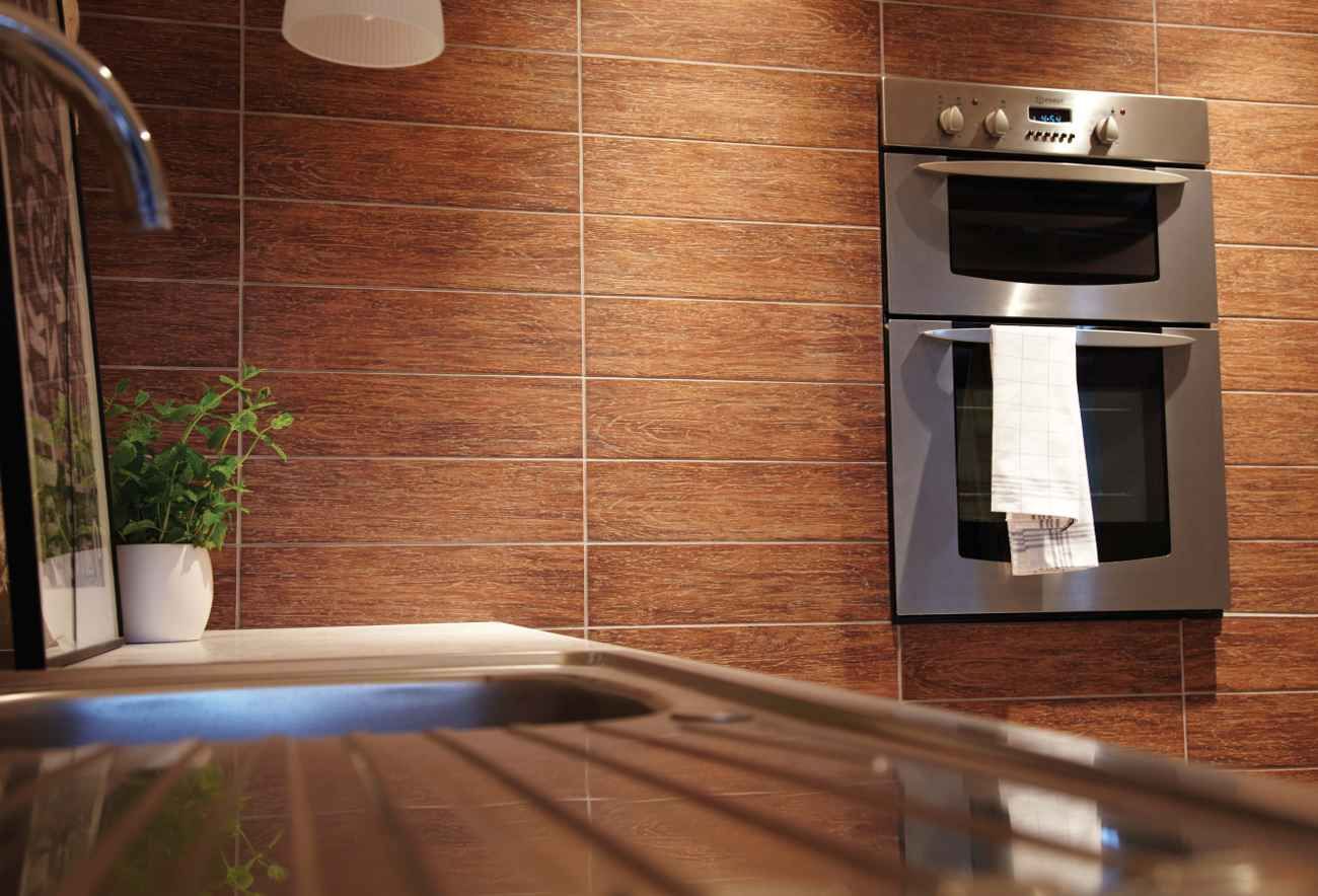 Keramik Dinding Dapur Motif Kayu