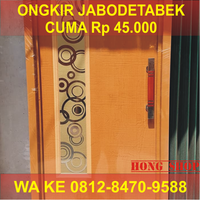 Desain Stiker Gold Jati dengan Cermin Ukuran 70 x 197 cm