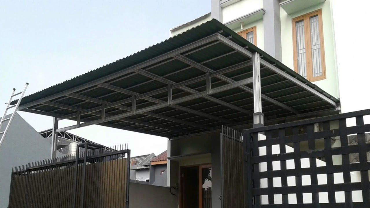 Kanopi Galvanum dengan Pilar yang Menempel pada Tembok Pembatas