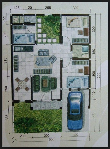 Denah Rumah 8x12 Minimalis