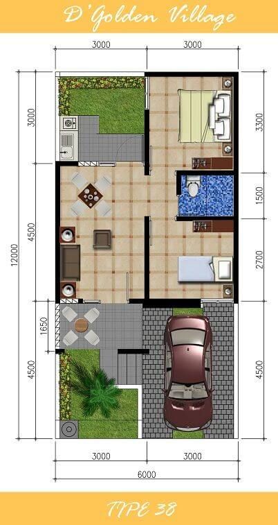 Denah Rumah Sederhana 6x12