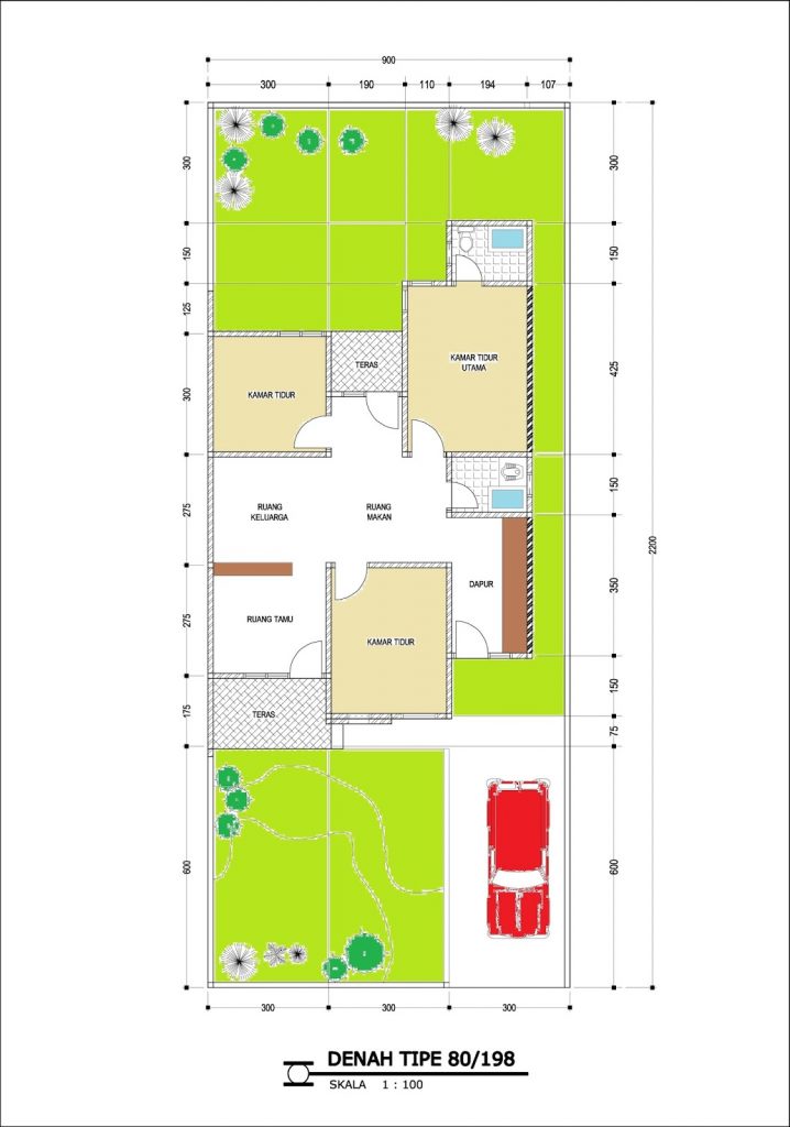 Denah Rumah Type 80 Minimalis