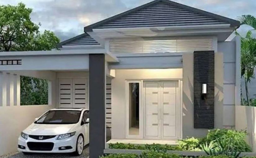 Desain Eksterior Rumah 8x10 dengan Carport