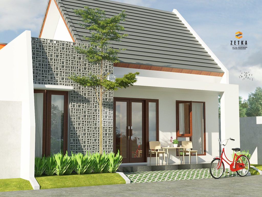 Desain Rumah 8x10 dengan Dinding Roster Kekinian