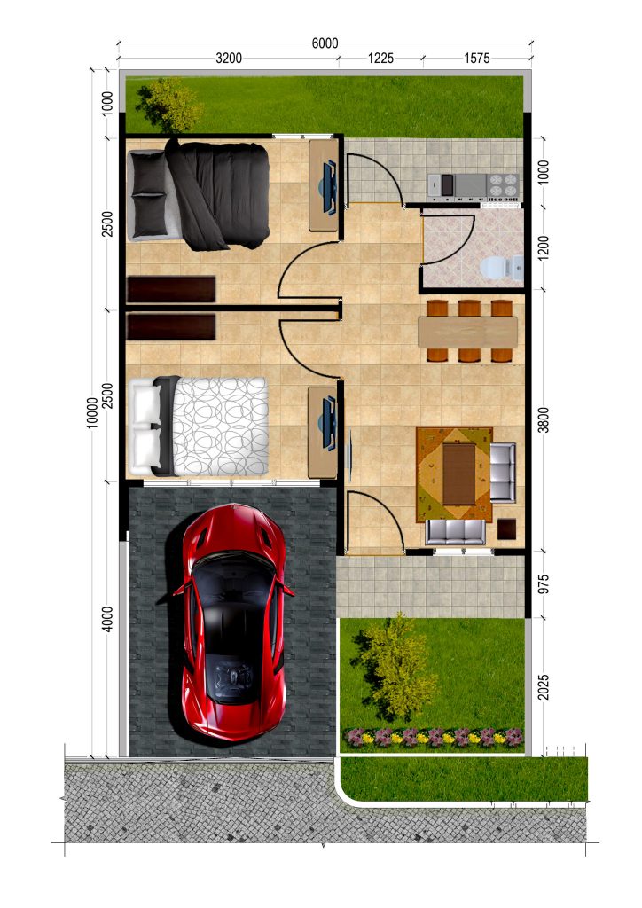 Gambar Desain Denah Rumah 6x10