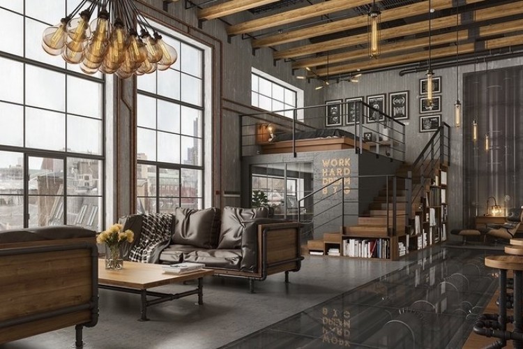 Rumah Industrial dengan Elemen Kayu